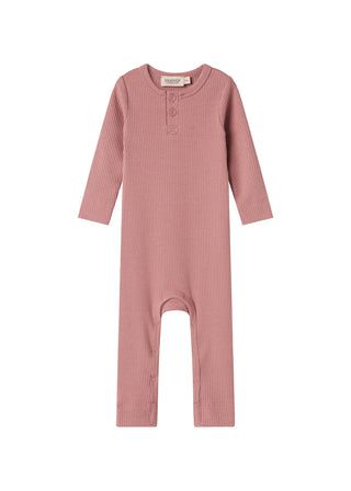 Modal Rib Strampler Rompy mit Knöpfen Rose Parfait von MarMar Copenhagen