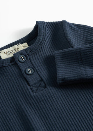 Modal Rib Strampler Rompy mit Knöpfen Pilot Navy von MarMar Copenhagen