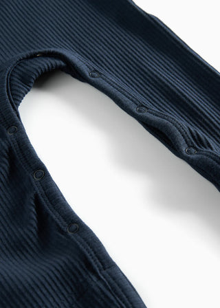 Modal Rib Strampler Rompy mit Knöpfen Pilot Navy von MarMar Copenhagen