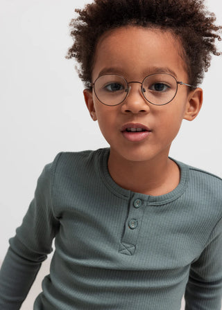 Modal Langarm Rib Shirt mit Knöpfen Dusty Green von MarMar Copenhagen
