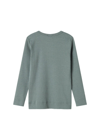 Modal Langarm Rib Shirt mit Knöpfen Dusty Green von MarMar Copenhagen