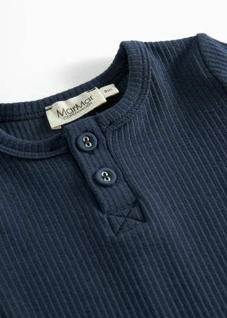 Modal Langarm Rib Shirt mit Knöpfen Pilot Navy von MarMar Copenhagen