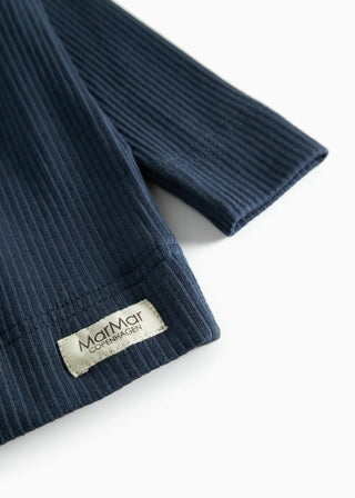 Modal Langarm Rib Shirt mit Knöpfen Pilot Navy von MarMar Copenhagen
