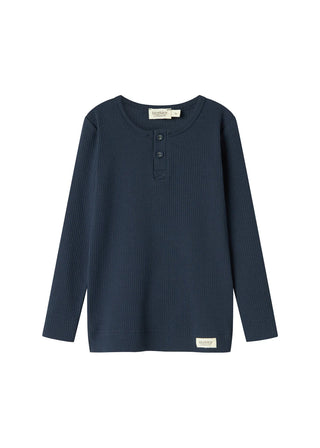 Modal Langarm Rib Shirt mit Knöpfen Pilot Navy von MarMar Copenhagen