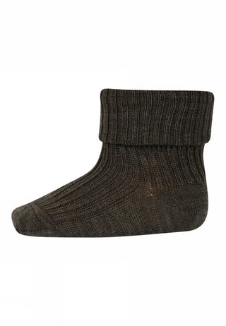 Wolle Ripp-Socken Brown Melange von mp Denmark