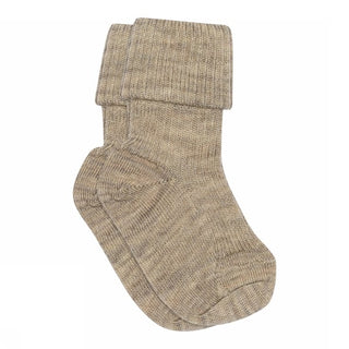Wolle Ripp-Socken Light Brown Melange von mp Denmark