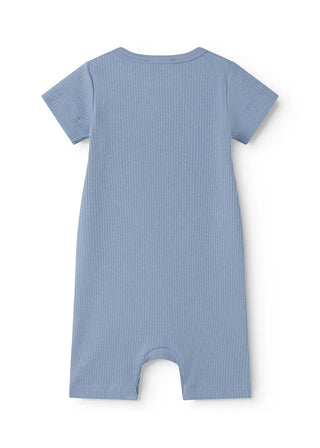 Modal Rib Kurzarm Strampler Summer Rompy Blue Iris von MarMar Copenhagen