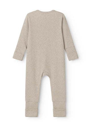 Modal Rib Strampler Zip Rompy Light Beige Meliert von MarMar Copenhagen