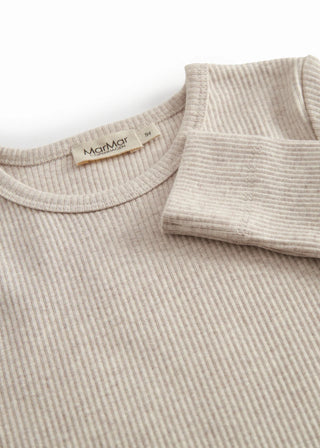 Modal Langarm Rib Shirt Light Beige Meliert von MarMar Copenhagen