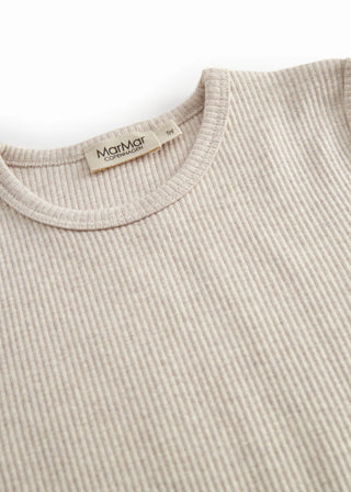 Modal Kurzarm Rib Shirt Light Beige Meliert von MarMar Copenhagen