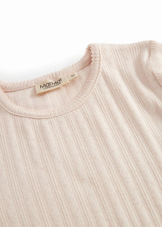 Modal Langarm Rib Shirt Mistry Pink mit Lochmuster von MarMar Copenhagen