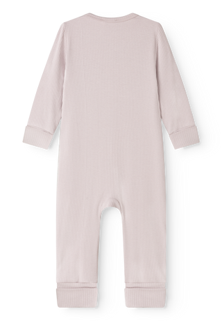 Modal Rib Strampler Zip Rompy Cloud Gray Lila von MarMar Copenhagen