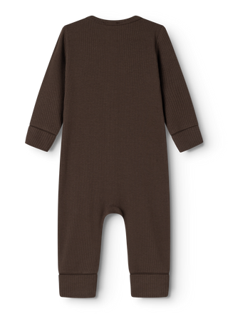 Modal Rib Strampler Zip Rompy Dark Roast Braun von MarMar Copenhagen