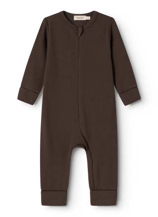 Modal Rib Strampler Zip Rompy Dark Roast Braun von MarMar Copenhagen