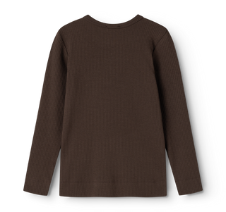 Modal Langarm Rib Shirt Dark Roast Braun mit Knöpfen von MarMar Copenhagen