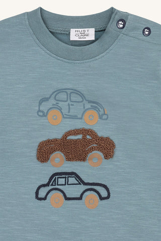 Babypullover Sofus Iron Blue mit Automotiv von Hust & Claire