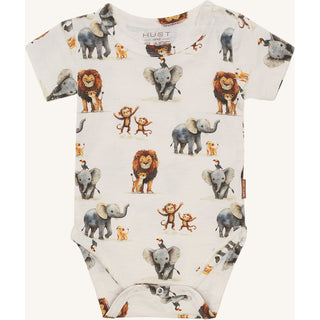 Baumwollbody Kurzarm Billy mit Zootieren Ivory von Hust & Claire