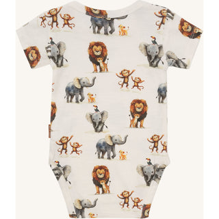 Baumwollbody Kurzarm Billy mit Zootieren Ivory von Hust & Claire
