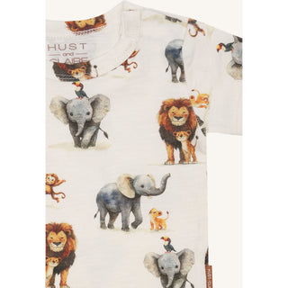 Baumwollbody Kurzarm Billy mit Zootieren Ivory von Hust & Claire