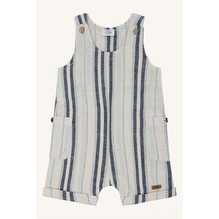 Baumwolle Latzhose Mik Beige-Blau gestreift von Hust & Claire