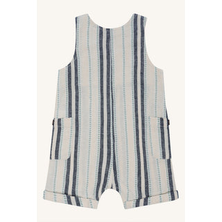 Baumwolle Latzhose Mik Beige-Blau gestreift von Hust & Claire