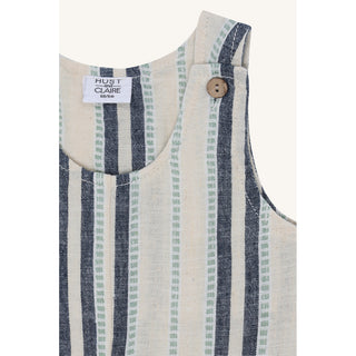 Baumwolle Latzhose Mik Beige-Blau gestreift von Hust & Claire