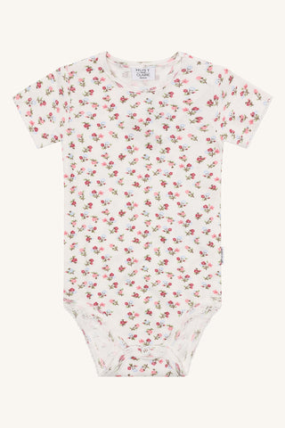 Modal Kurzarm Body Bri Weiss mit Rosenmuster von Hust & Claire