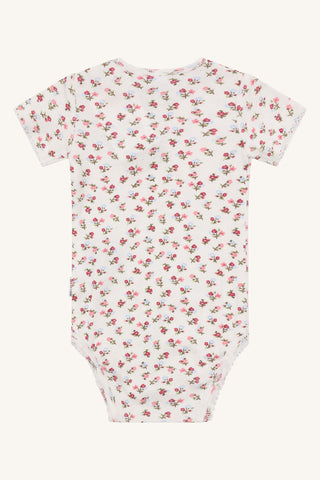 Modal Kurzarm Body Bri Weiss mit Rosenmuster von Hust & Claire
