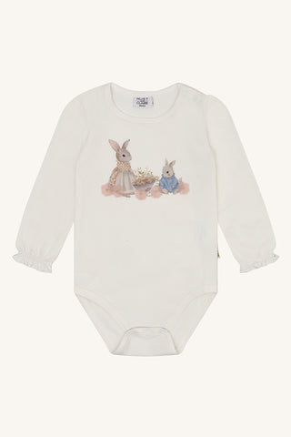 Baumwollbody Brtt weiss mit Hasenprint von Hust & Claire