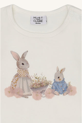 Baumwollbody Brtt weiss mit Hasenprint von Hust & Claire