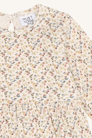 Modal-Baumwoll Babykleid Laerke Beige mit Blumenprint von Hust & Claire
