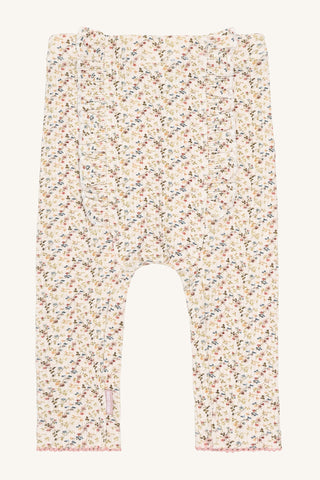 Modal-Baumwoll Baby-Leggings Laerke Beige mit Blumenprint von Hust & Claire