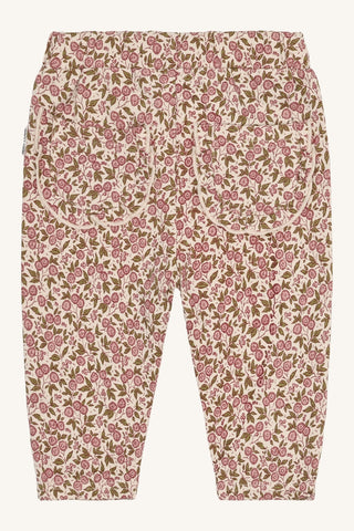 Baumwoll Babyhose Trine Flora Beige mit Blumenprint von Hust & Claire
