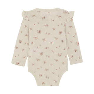 Merinowolle Body Beige mit rotem Blumenprint von CeLaVi