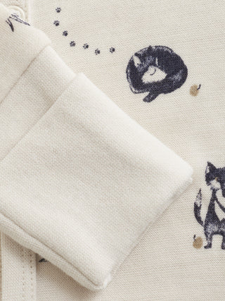 Merinowolle-Bambus Pyjama Beige mit Fuchsprint von CeLaVi