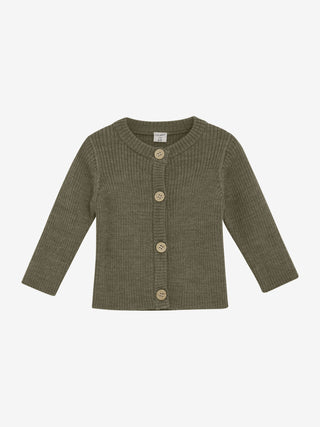 Merinowolle Strick Cardigan Dusky Green von CeLaVi