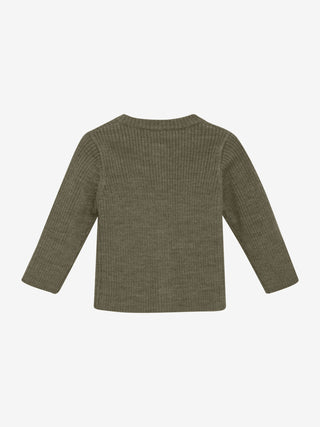 Merinowolle Strick Cardigan Dusky Green von CeLaVi