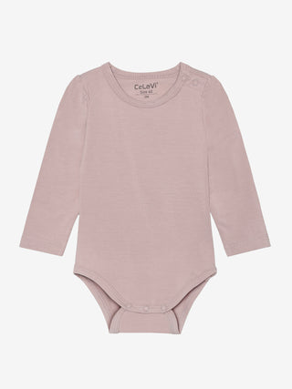Bambus Langarm Body Shadow Gray Rosa von CeLaVi