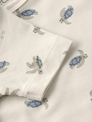 Bambus Langarm Body Beige mit Schildkrötenprint von CeLaVi