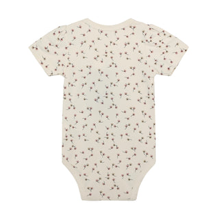 Bambus Kurzarm Body Beige Shadow Gray mit Blumenmuster von CeLaVi