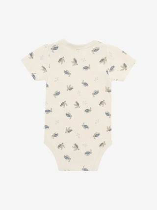 Bambus Kurzarm Body Beige mit Schildkrötenprint von CeLaVi
