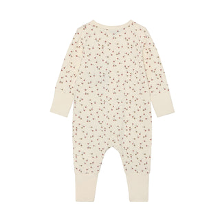 Bambus Langarm Strampler Beige Shadow Gray mit Blumenmuster von CeLaVi