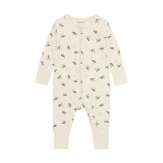 Bambus Langarm Strampler Beige mit Schildkrötenprint von CeLaVi