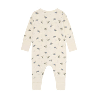 Bambus Langarm Strampler Beige mit Schildkrötenprint von CeLaVi