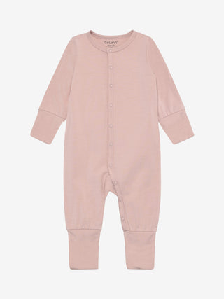 Bambus Langarm Strampler Shadow Gray Rosa von CeLaVi