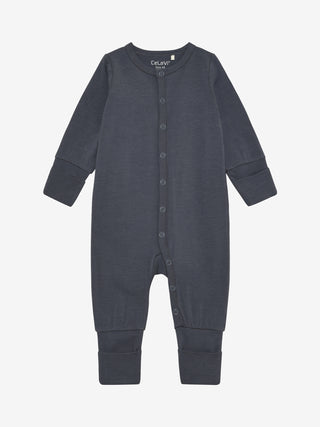 Bambus Langarm Strampler Turbulence Grau-Blau von CeLaVi