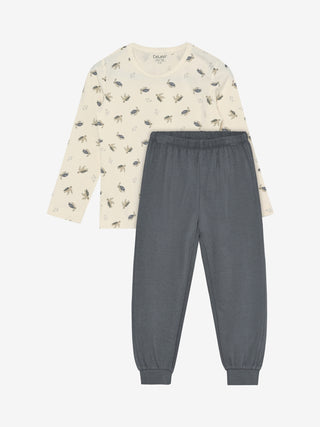 Bambus Langarm Pyjama Set Beige mit Schildkrötenprint von CeLaVi