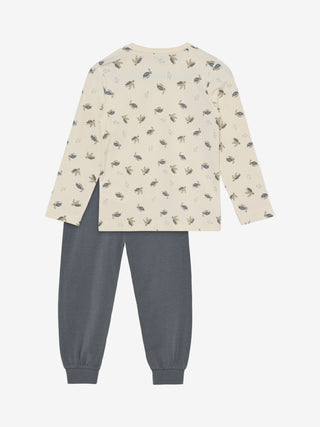 Bambus Langarm Pyjama Set Beige mit Schildkrötenprint von CeLaVi