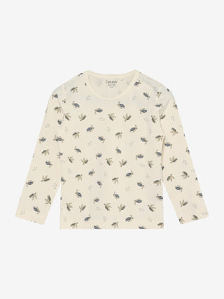 Bambus Langarm Pyjama Set Beige mit Schildkrötenprint von CeLaVi
