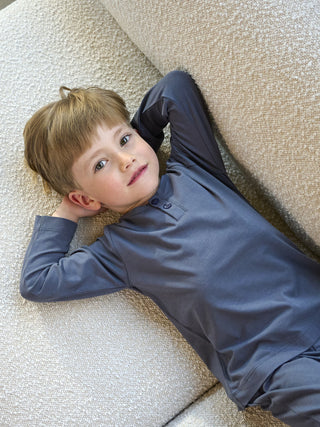 Bambus Langarm Pyjama Set Turbulence Grau-Blau von CeLaVi